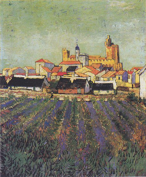 Vincent Van Gogh View to Saites-Maries Norge oil painting art